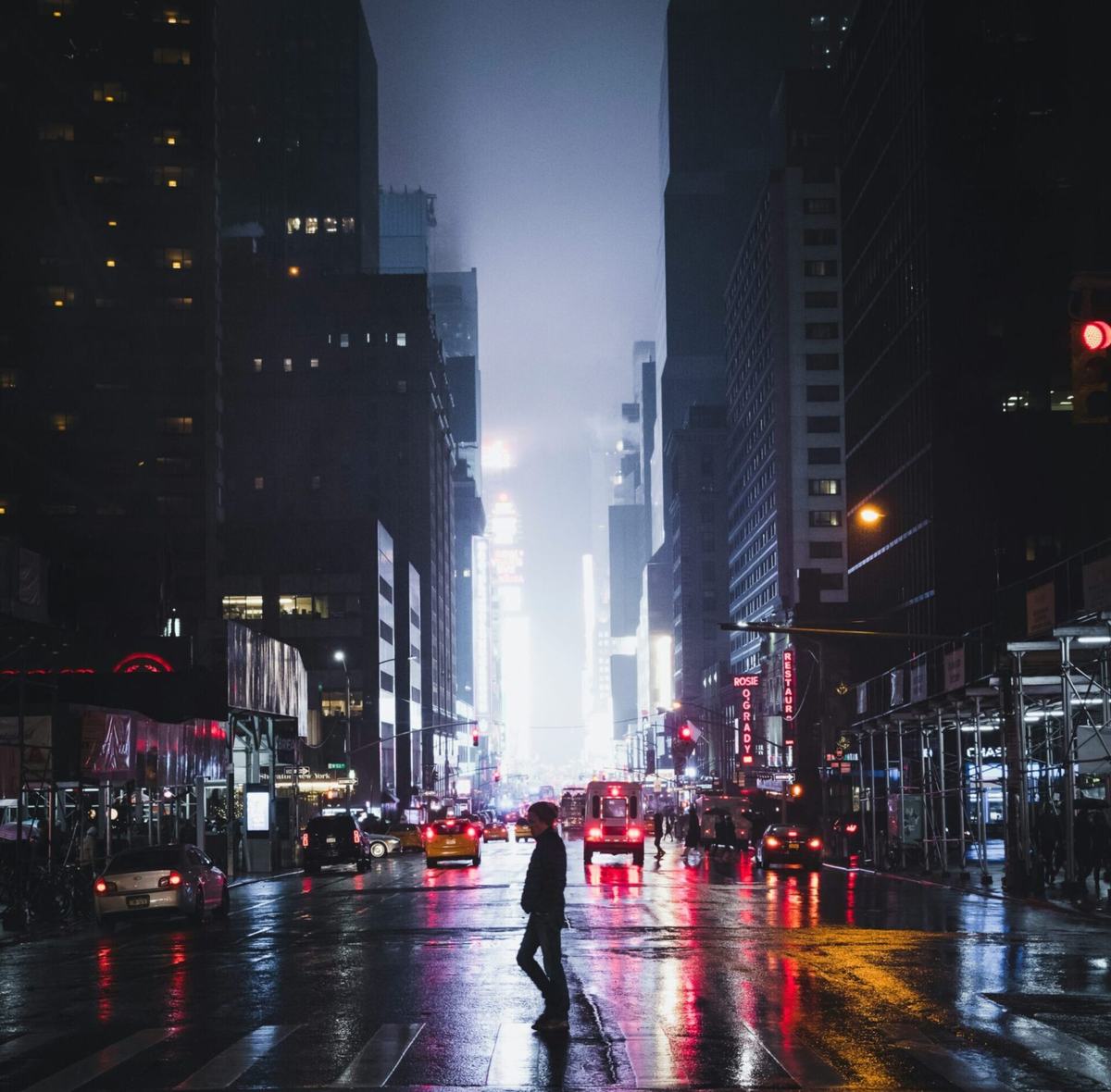 Person walking through a public space
